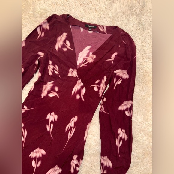 NEW Madewell Long sleeves V-Neck Cuff-Sleeve Maxi Dress in Floral Sz 6 - Picture 7 of 12